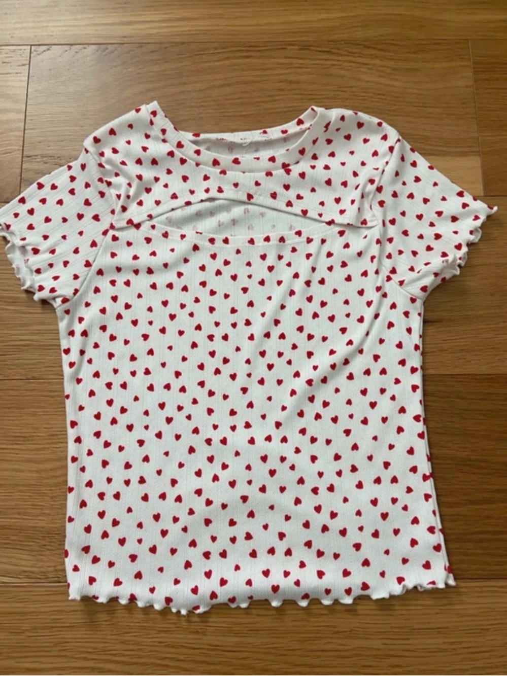 Kids White & Red Heart Print Tee